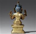 Feine Figur des Maitreya. Feuervergoldete Bronze. Tibet. 17./18. Jh. - image-2