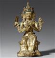 Feine Figur des Maitreya. Feuervergoldete Bronze. Tibet. 17./18. Jh. - image-1
