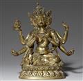 A Tibetochinese gilt bronze figure of Ushnishavijaya. 18th century - image-1