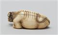 A large ivory netsuke of an ox with a calf. Late 18th century - image-3