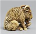 An ivory netsuke of a long-haired goat, by Okakoto. Early 19th century - image-2