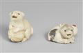 Two ivory netsuke of puppies. First half 19thn century - image-1