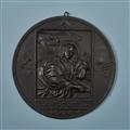A round cast iron plaque with John the Evangelist - image-1