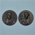 A pair of cast iron plaques with Christ and the Virgin Mary - image-1
