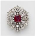 A diamond and Burmese ruby adjustable brooch - image-1