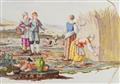 An oval Nymphenburg porcelain platter with a harvest scene - image-2