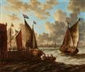 Pieter van den Velde - Zwei Küstenlandschaften mit Schiffen und Ruderbooten bei Antwerpen - image-1