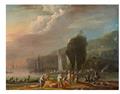 Johann Alexander Thiele - Two Paintings with Views of a Levantine Harbour - image-2