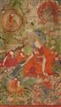 Seltenes Set von sechs Thangkas mit Darstellungen des Ersten Panchen Lamas und seiner früheren Inkarnationen. Tibet. 18./19. Jh. - image-2