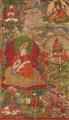 An exceptionally rare set of six Tibetan thangkas celebrating the religious origin of the First Panchen Lama. 18th/19th century - image-1