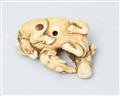 An ivory netsuke of an ox with young. Late 18th - image-5