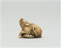 An ivory netsuke of a boar with a snake. Late 19th century - image-5