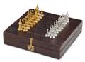 A precious parcel gilt silver chess set in the original travel case - image-1