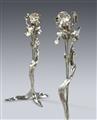 A pair of silver-plated bronze lily lights - image-3
