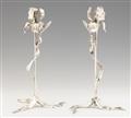 A pair of silver-plated bronze lily lights - image-1