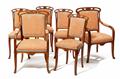 Two Art Nouveau style fauteils and four chairs - image-1