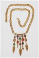 An 18k gold granulation and coloured gemstone pendant necklace - image-1