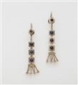 A pair of 18k white gold sapphire earrings - image-1