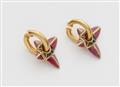A pair of 18/22k gold and gemstone earrings "stars and creoles" - image-2