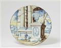 An Italian majolica dish with ruins in a landscape - image-1