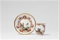 A Meissen porcelain cup and saucer with landscapes in cartouches - image-1