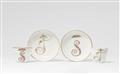 Two Meissen porcelain cups and saucers monogrammed S and T - image-1