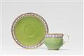 A Meissen porcelain cup and saucer with apple green ground - image-1