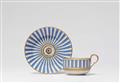 A blue and white striped Meissen porcelain cup and saucer - image-1