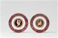 Two Sèvres porcelain plates with cameo portraits of Julius Caesar and Trajan - image-1