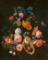 Cornelis de Heem - Still Life with Oranges, Roses, and Flowers on a Stone Ledge with Berries in a Wan Li Bowl, a Peeled Lemon, Cherries and Goosberries - image-1