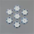 Seven small blue and white lotus dishes. Guangxu period (1875–1908) - image-2