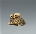 An ivory netsuke of a long-haired goat. Early 19th century - image-2