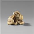 Zurückschauender Tiger. Elfenbein. Ca. 1780 - image-1