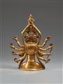 A fire-gilt bronze figure of a twelve-armed and four-headed Guanyin. 17th/18th century - image-2