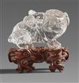 A rock crystal carving of a lion and cub group. 18th/19th - image-1
