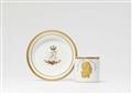 A Meissen porcelain cup and saucer commemorating King Friedrich August I's 50th jubilee - image-1