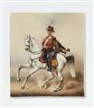 A Berlin KGM porcelain plaque with a Prussian hussar - image-1