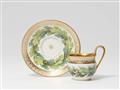 A Neoclassical Berlin KPM porcelain cup and saucer with oak wreaths - image-1