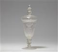 An important cut glass goblet with four royal monograms - image-1