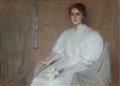 Ernestina Schultze-Naumburg (Orlandini) - Portrait of a Lady in a White Dress, presumably a Self Portrait - image-1