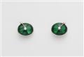 A pair of German 18k white gold diamond clips earrings with rare natural Columbian Trapiche emeralds. - image-3