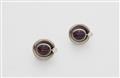A pair of German 18k white gold amethyst and diamond clip earrings. - image-1