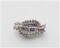 A German 18k white gold diamond ruby brooch with fine sapphires. - image-3
