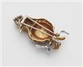 An Italian 18k gold enamel, sapphire and diamond parrot clip brooch. - image-2