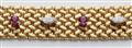 A German 18k gold ruby diamond necklace and bracelet. - image-2