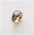 A German 18k gold gemstone and diamond solitaire ring. - image-2