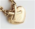 A French 18k gold and diamond link necklace with "Liens croises" heart pendant. - image-2