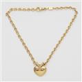 A French 18k gold and diamond link necklace with "Liens croises" heart pendant. - image-1
