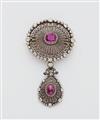 A 14k gold, diamond and Burma ruby pendant brooch. - image-1