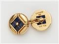 A pair of Italian 18k gold and square-cut sapphire cufflinks. - image-2
